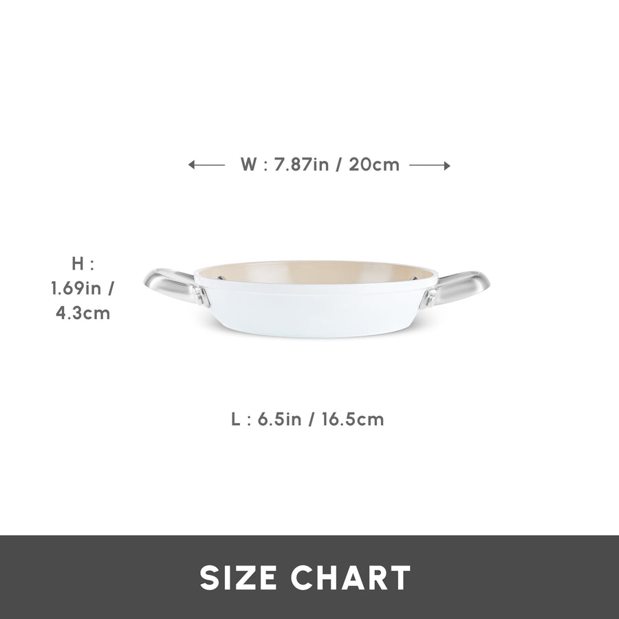 Karaca Swiss Crystal Almond Cream Non-Stick Induction Stainless Steel Handle Shallow Pan, 20cm, Cream