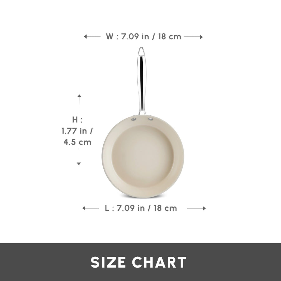 Karaca Swiss Crystal Almond Cream Non-Stick Induction Stainless Steel Handle Pan, 22cm, Cream