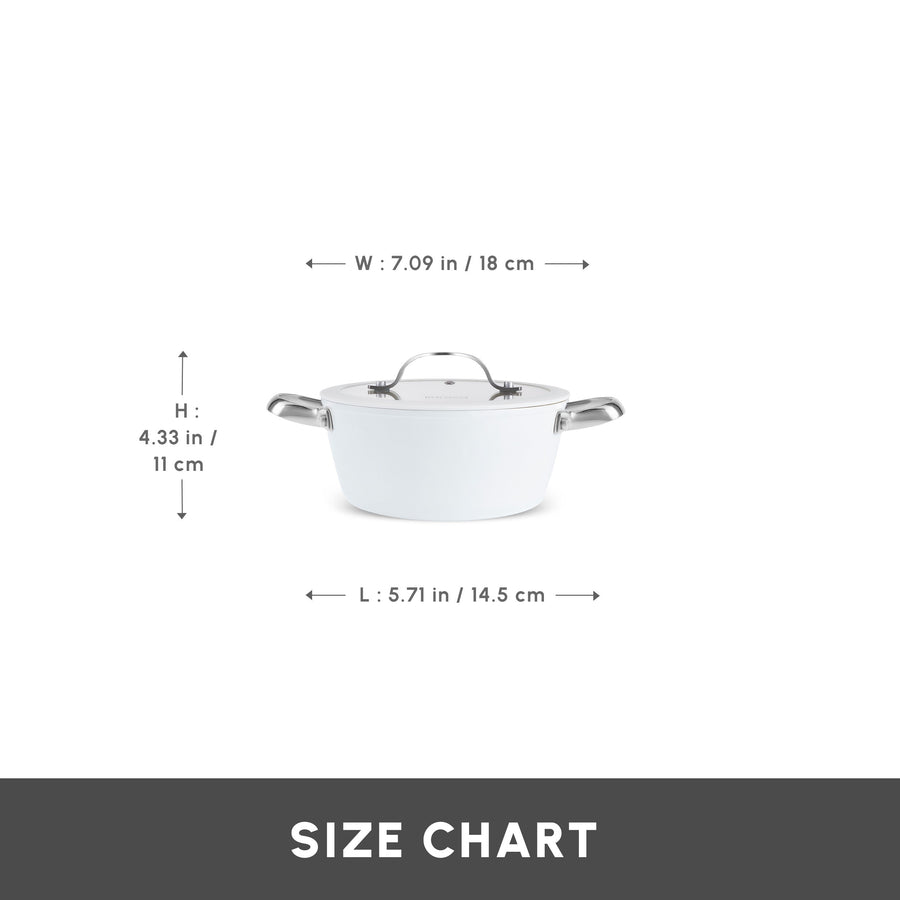 Karaca Swiss Crystal Almond Cream Non-Stick Induction Stainless Steel Handle Casserole & Lid, 18cm, Cream