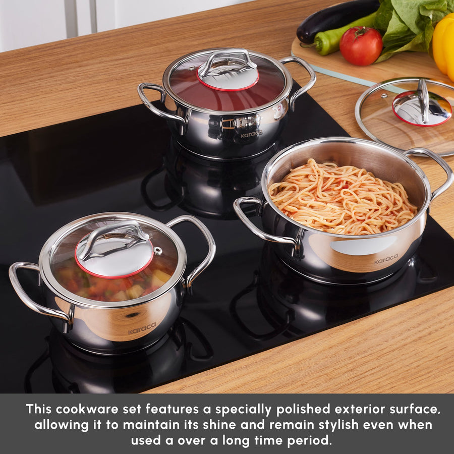 Karaca Emirgan 6 Piece Stainless Steel Induction Midi Set