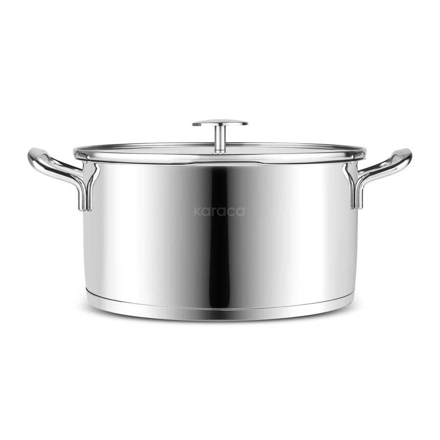 Karaca Vapor New 8-Piece Stainless Steel Induction Cookware Set with Strainer, Silver