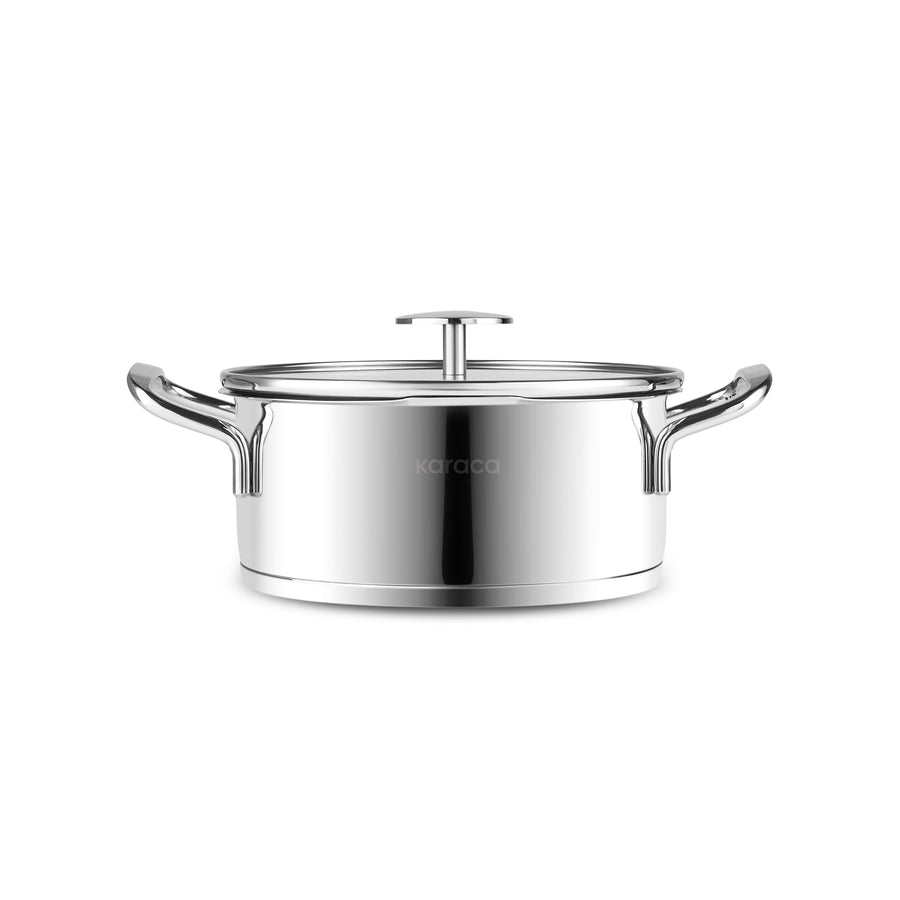 Karaca Vapor New 8-Piece Stainless Steel Induction Cookware Set with Strainer, Silver
