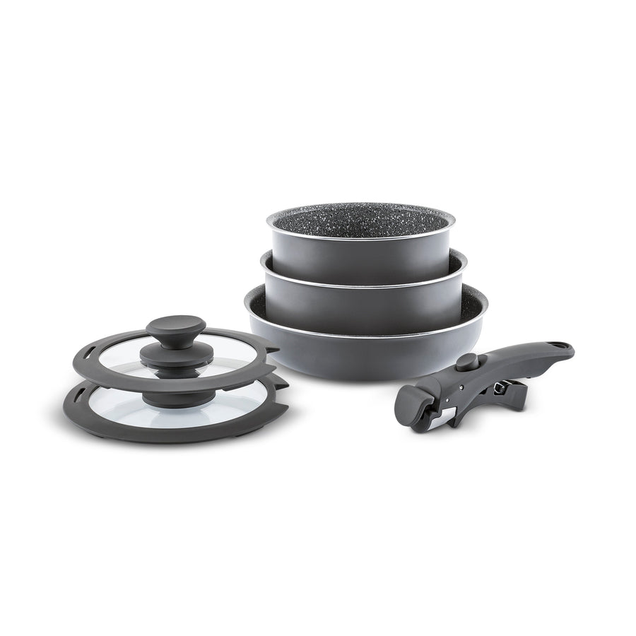 Karaca Comfort 6-Piece Induction Non-Stick Detachable Cookware Set, Black