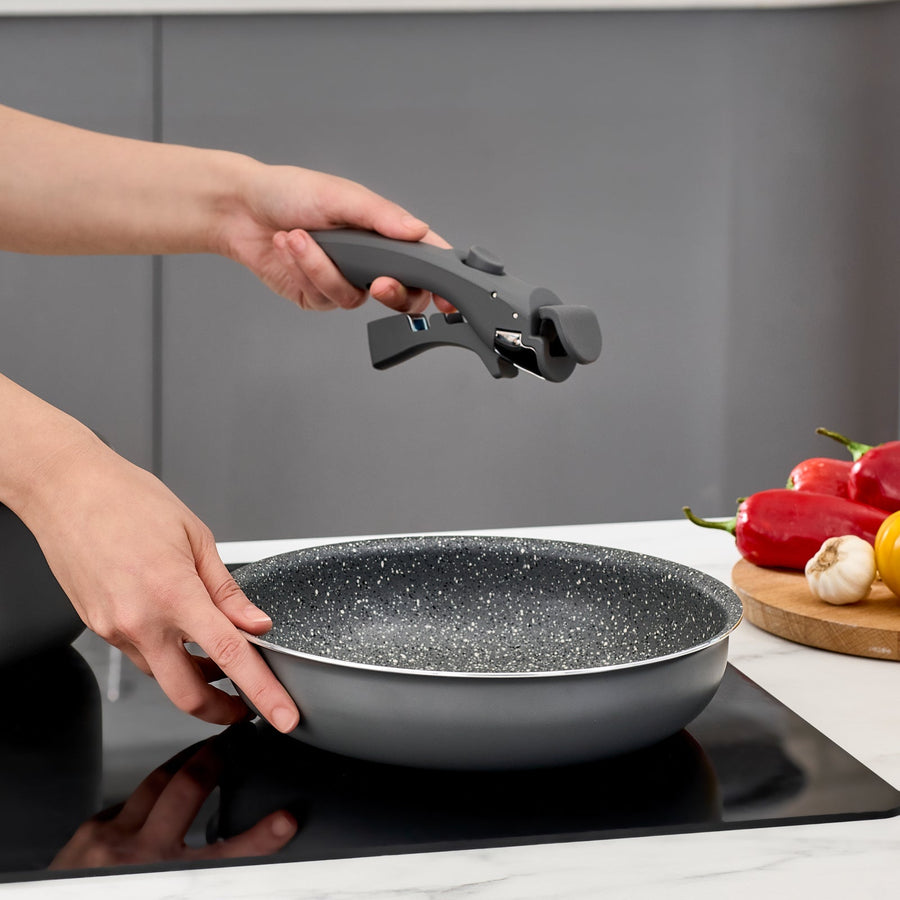 Karaca Comfort 6-Piece Induction Non-Stick Detachable Cookware Set, Black