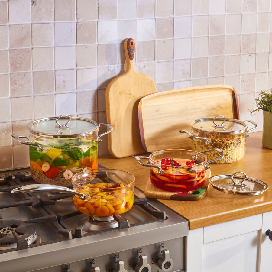 Karaca Amore 7-Piece Borosilicate Cookware Set, Clear