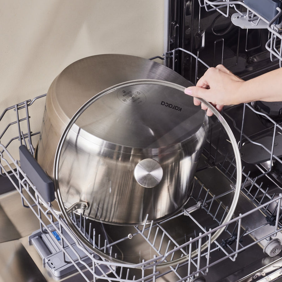 Karaca Elite Stainless Steel Induction Stock Pot & Lid, 34cm, Silver