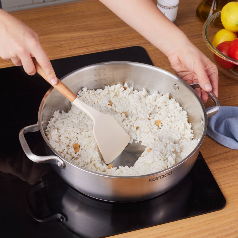 Karaca Elite Stainless Steel Induction Shallow Casserole & Lid, 30cm, Silver