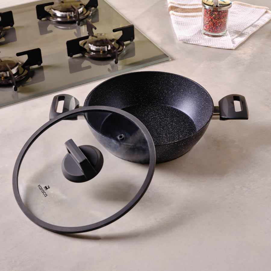 Karaca Aqua Granite Non-Stick Induction Shallow Casserole, 26m, Blue