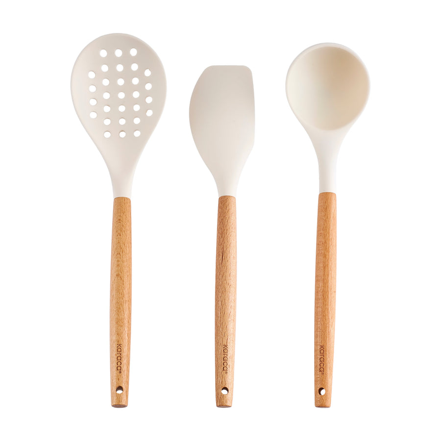 Karaca Swiss Crystal Almond Cream 12-Piece Non-Stick Induction Ceramic Cookware Set, Cream