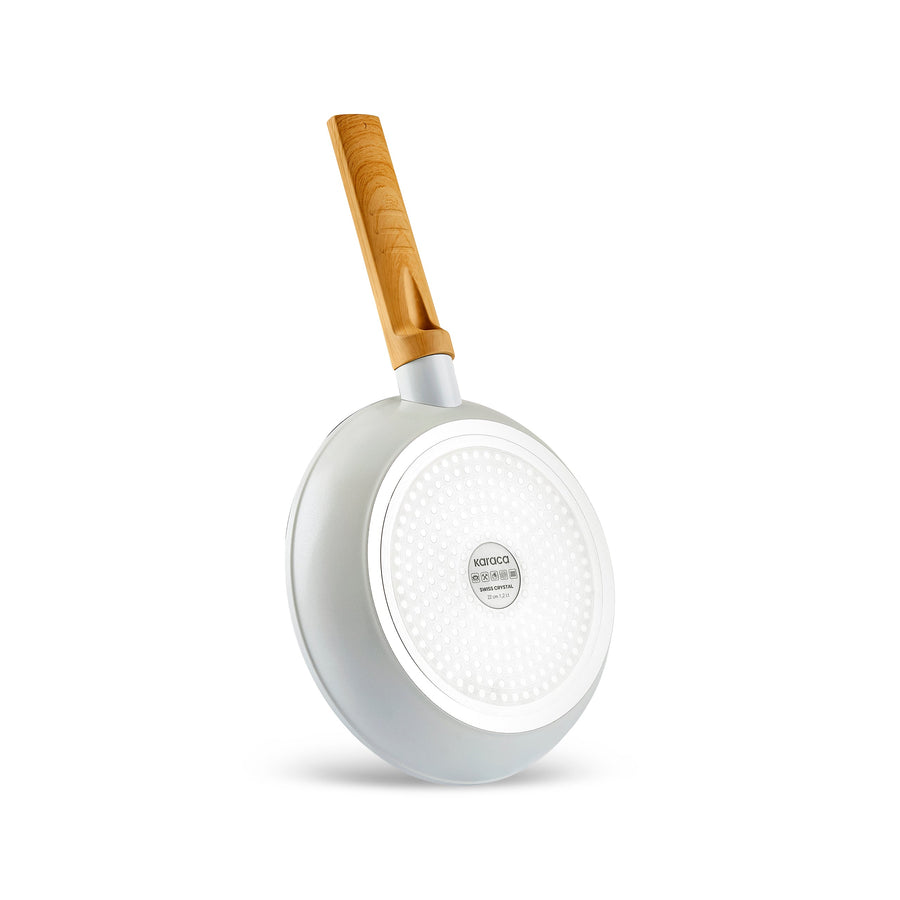 Karaca Swiss Crystal Almond Cream 12-Piece Non-Stick Induction Ceramic Cookware Set, Cream