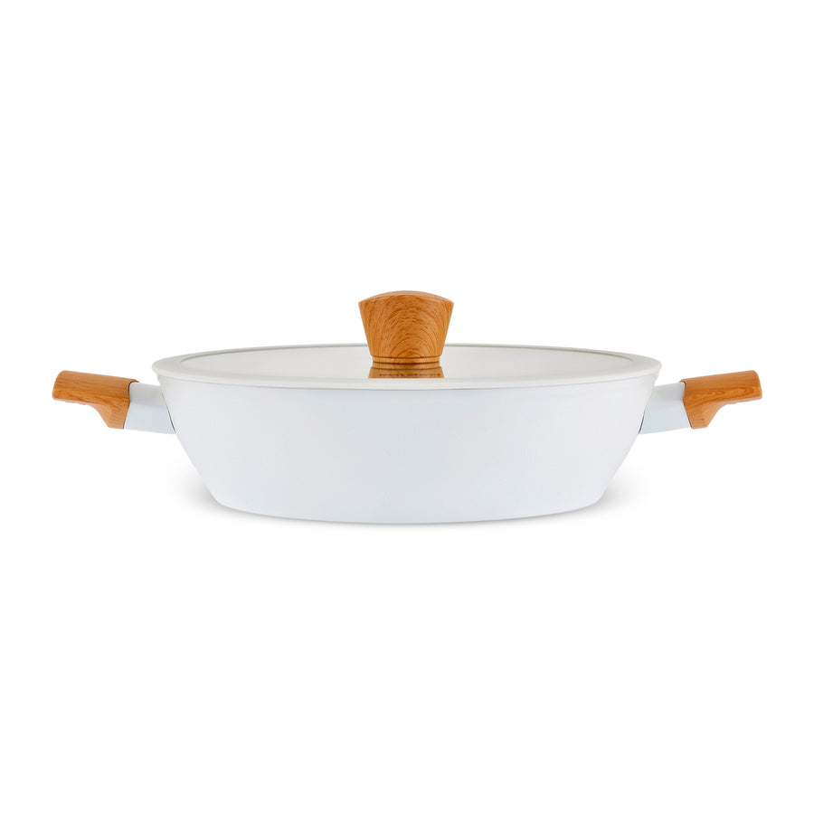Karaca Swiss Crystal Almond Cream 12-Piece Non-Stick Induction Ceramic Cookware Set, Cream