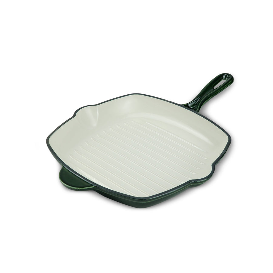 Karaca Heritage Enamelled Cast Iron Grill Pan, 26 cm, Green