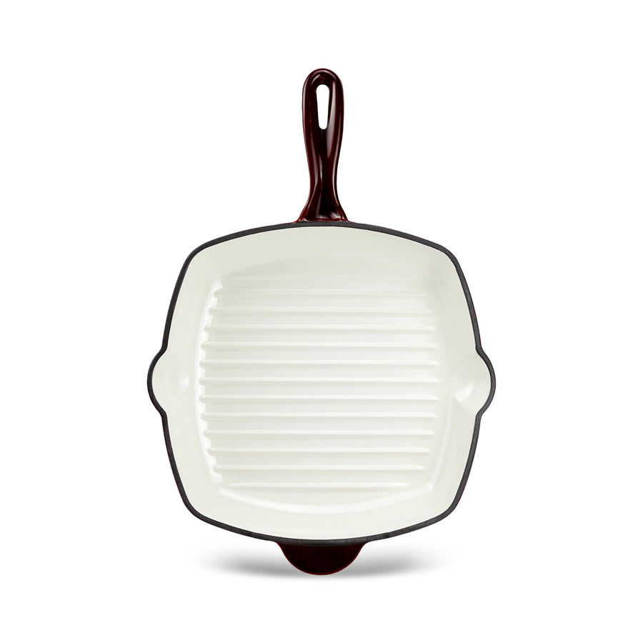 Karaca Heritage Enamelled Cast Iron Grill Pan, 26 cm, Red