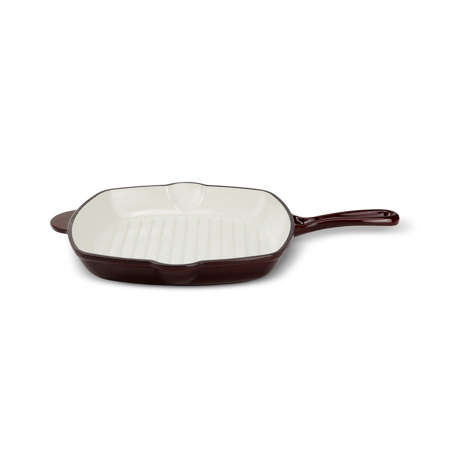 Karaca Heritage Enamelled Cast Iron Grill Pan, 26 cm, Red