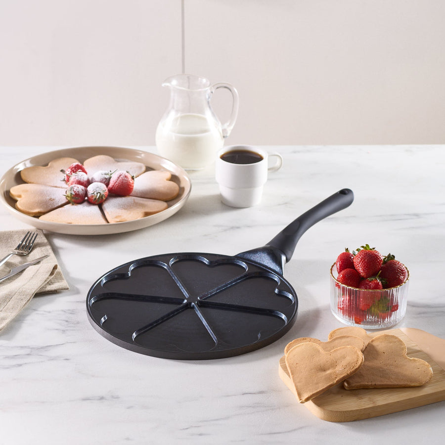 Karaca Fluffy Love Non-Stick Induction Ceramic Coating Pancake Pan, 26cm, Black