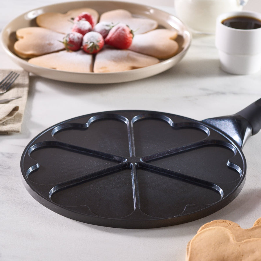 Karaca Fluffy Love Non-Stick Induction Ceramic Coating Pancake Pan, 26cm, Black