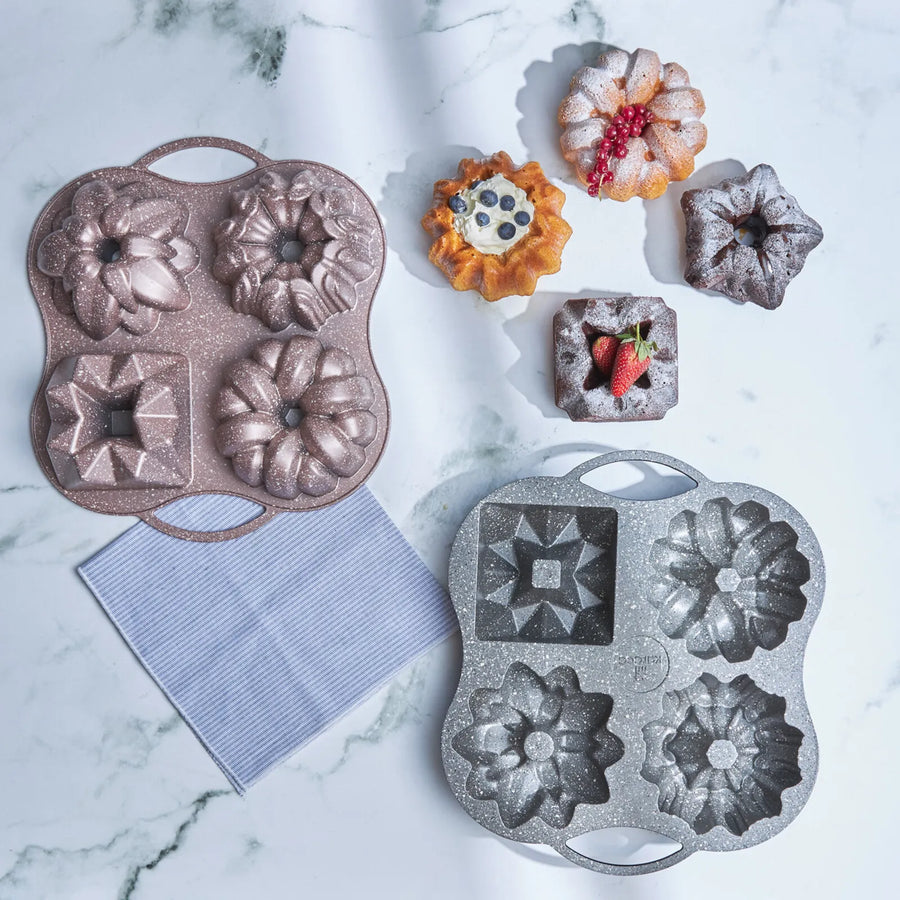 Karaca Cake Pro Aluminium Cast Decorative Cake Tin, 4 Piece, 28cmx35cm, Rose Gold