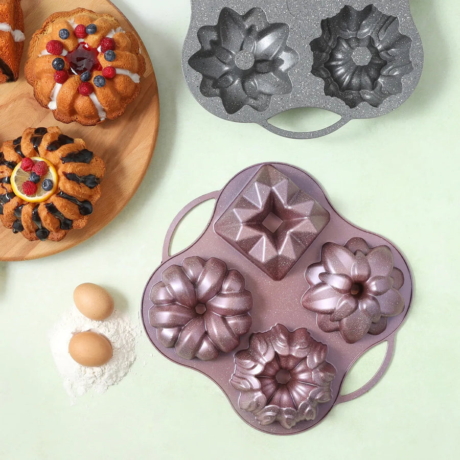Karaca Cake Pro Aluminium Cast Decorative Cake Tin, 4 Piece, 28cmx35cm, Anthracite