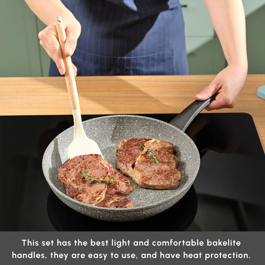 Karaca Gris Biogranite 2-Piece Induction Pan Set, Grey