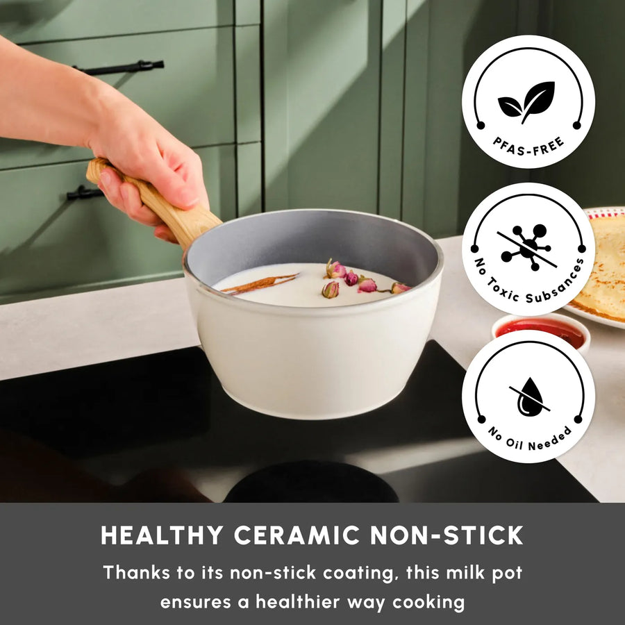Karaca Swiss Crystal Non-Stick Induction Saucepan, 18cm, Creamy
