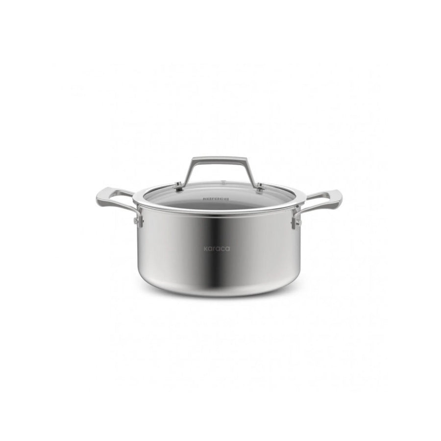 Karaca Plasma Steel 3Ply Non-Stick Induction Casserole, 24cm, Silver