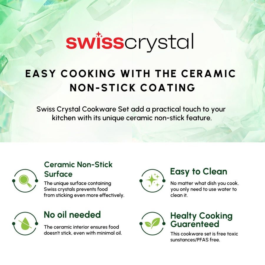 Karaca Swiss Crystal Almond Cream Non-Stick Induction Stainless Steel Handle Pancake Pan, 28cm, Cream