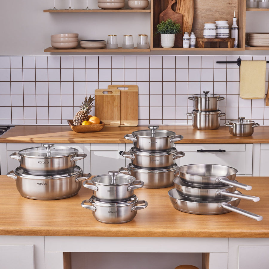Karaca Elite Stainless Steel Induction Mini Stock Pot & Lid, 14cm, Silver