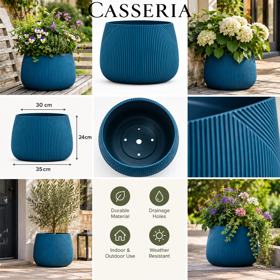 Kalo Blue Symmetry Stripe Planter Collection