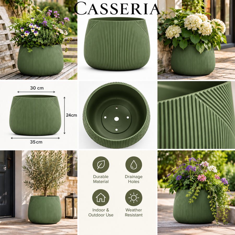 Kalo Green Symmetry Stripe Planter Collection