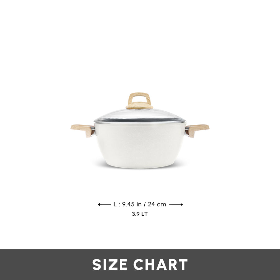 Karaca Swiss Crystal Non-Stick Induction Stockpot with Lid, 24cm, Creamy