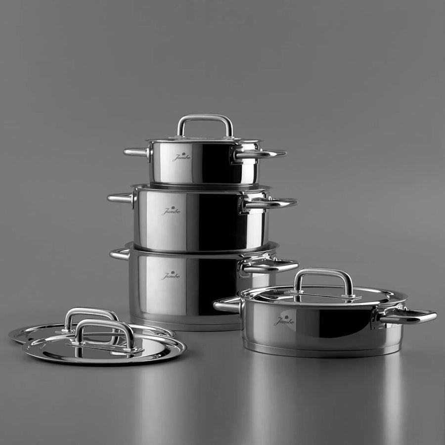 Jumbo Metalix 8-Piece Stainless Steel Induction Cookware Set, Silver