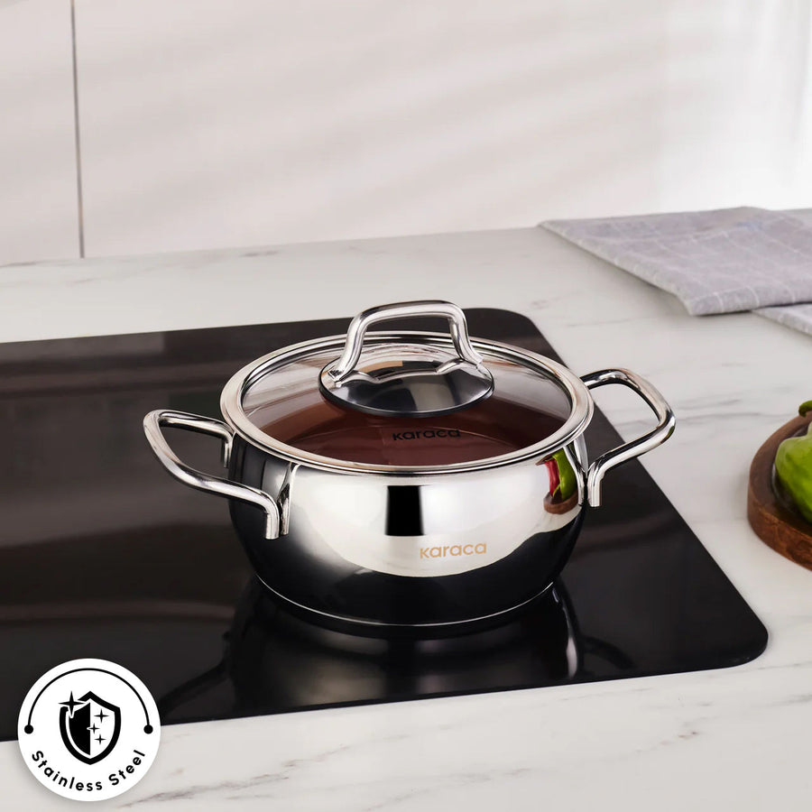 Karaca Emirgan Stainless Steel Stockpot with Lid, 16cm, Silver
