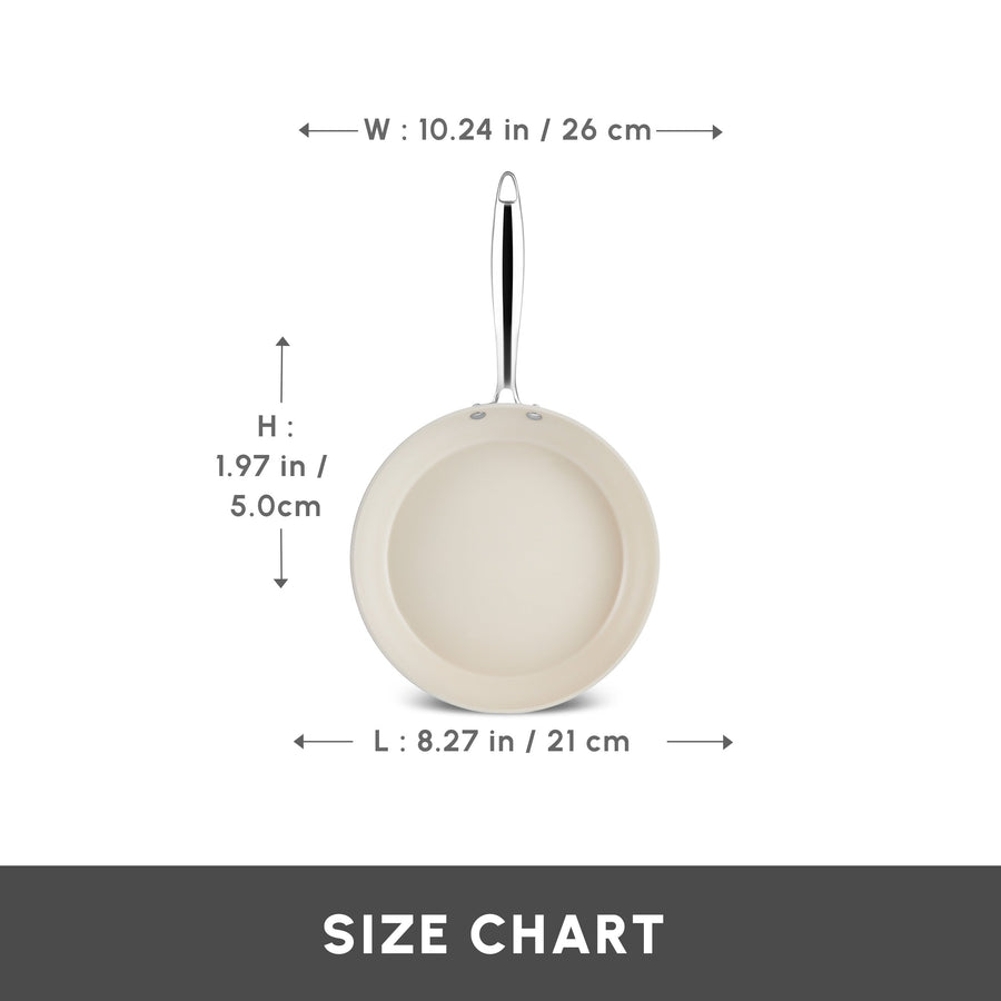 Karaca Swiss Crystal Almond Cream Non-Stick Induction Stainless Steel Handle Pan, 26cm, Cream