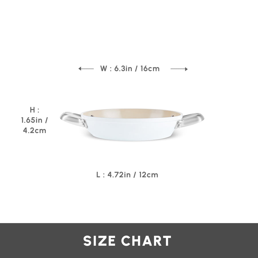 Karaca Swiss Crystal Almond Cream Non-Stick Induction Stainless Steel Handle Shallow Pan, 16cm, Cream