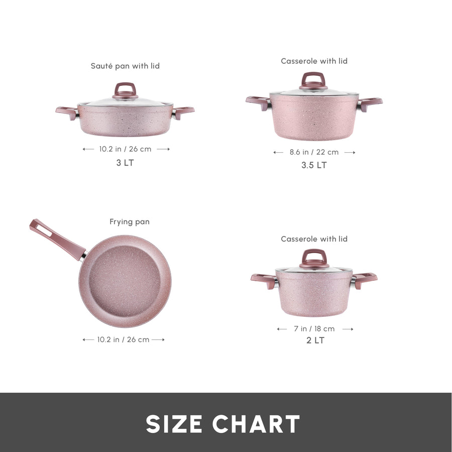 Karaca Rosegold Biogranite 7-Piece Induction Cookware Set, Rose Gold