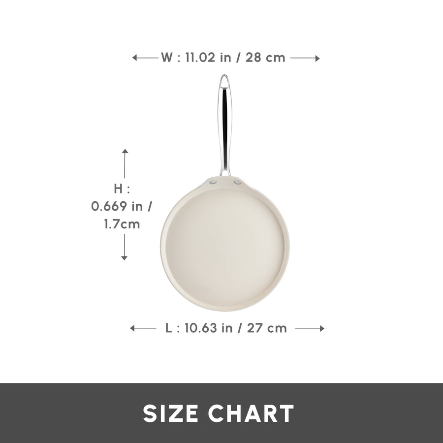 Karaca Swiss Crystal Almond Cream Non-Stick Induction Stainless Steel Handle Pancake Pan, 28cm, Cream