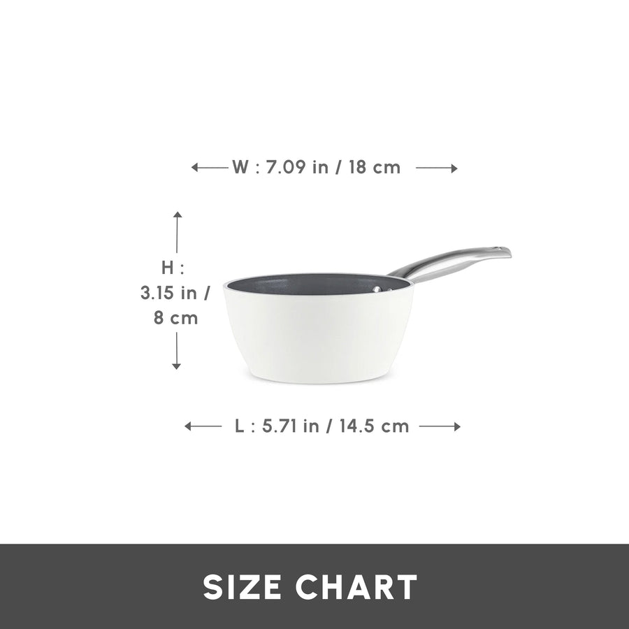 Karaca Swiss Crystal Almond Cream Non-Stick Induction Stainless Steel Handle Sauce Pan, 18cm, Cream