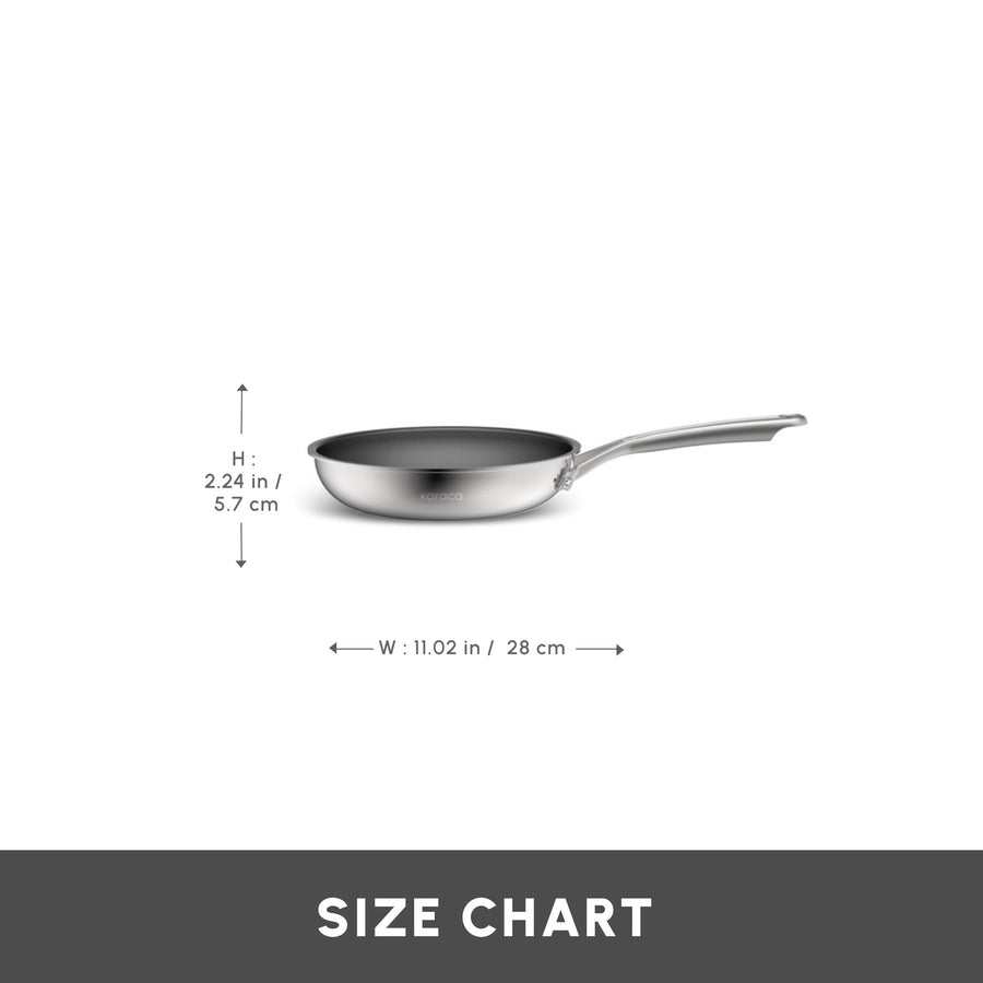 Karaca Plasma Steel 3Ply Non-Stick Induction Frying Pan, 28cm, Silver