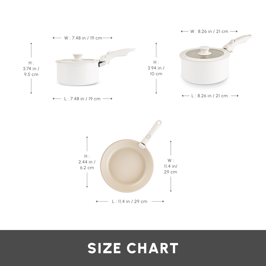 Karaca Ceramica Comfort 6-Piece Non-Stick Induction Detachable Cookware Set, Cream