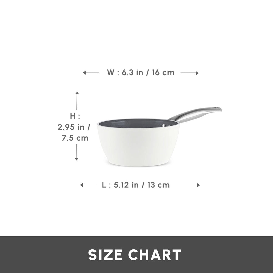 Karaca Swiss Crystal Almond Cream Non-Stick Induction Stainless Steel Handle Sauce Pan, 16cm, Cream