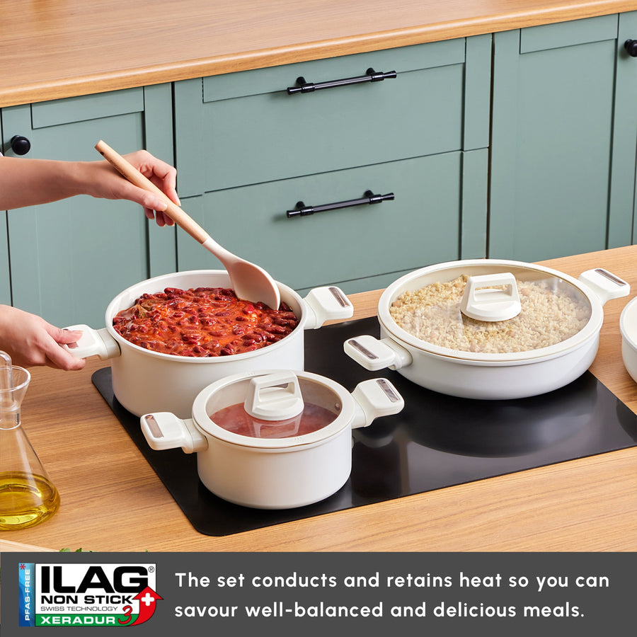Karaca Swiss Crystal Valenti Ceramica 7-Piece Non-Stick Induction Cookware Set