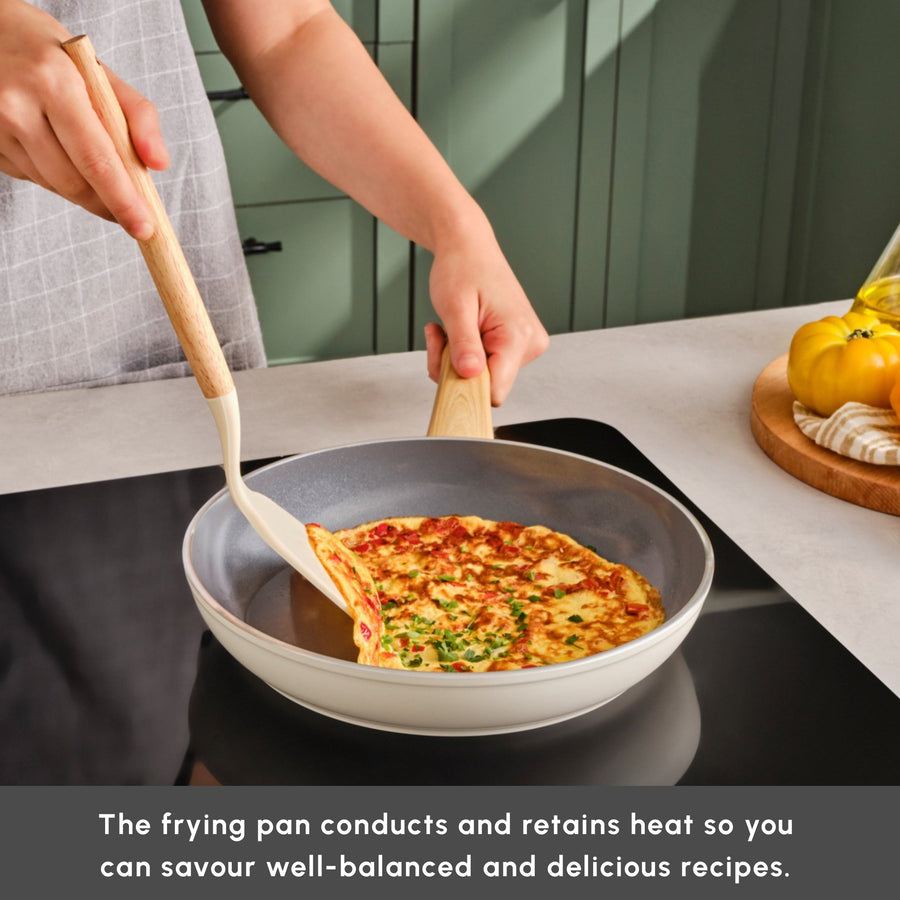 Karaca Swiss Crystal Non-Stick Induction Frying Pan, 30cm, Creamy