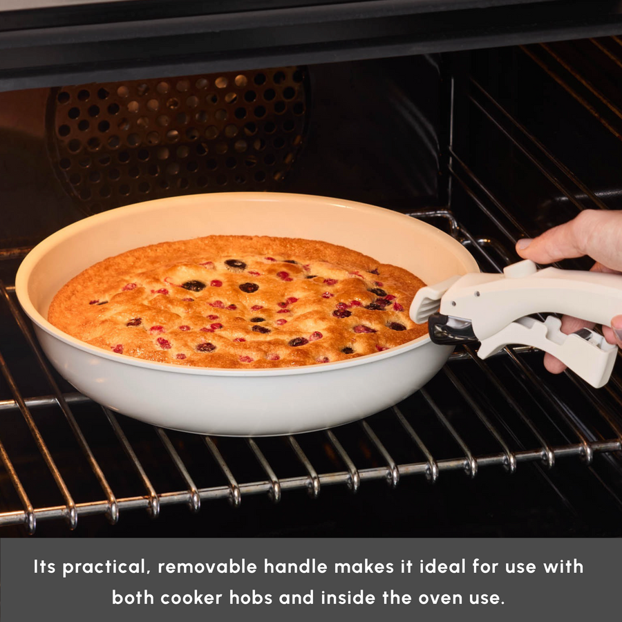 Karaca Ceramica Comfort 6-Piece Non-Stick Induction Detachable Cookware Set, Cream