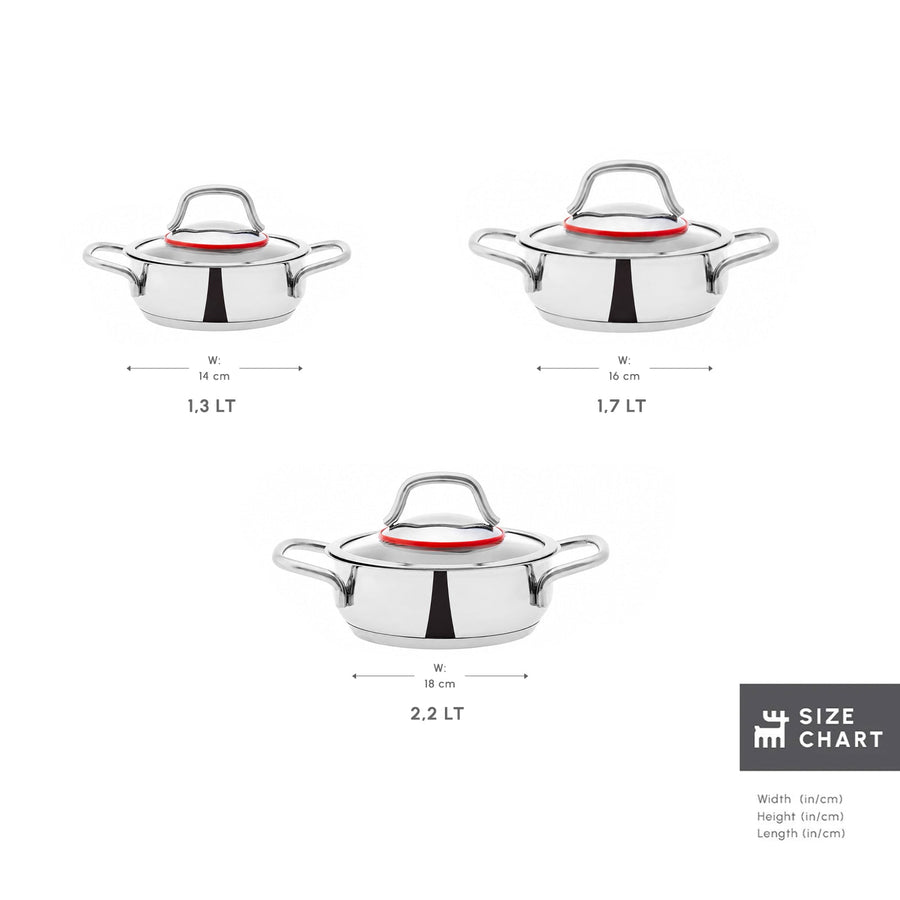 Karaca Emirgan 6 Piece Stainless Steel Induction Shallow Pot Set