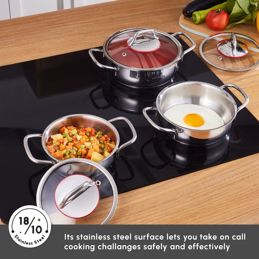Karaca Emirgan 6 Piece Stainless Steel Induction Shallow Pot Set