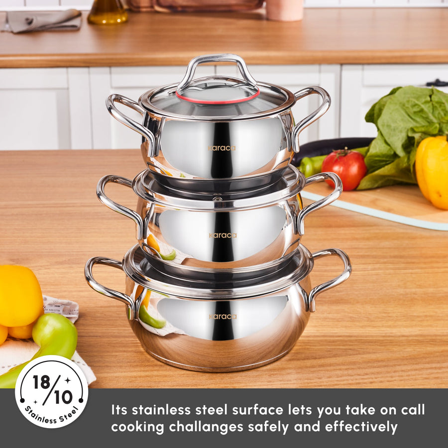 Karaca Emirgan 6 Piece Stainless Steel Induction Midi Set