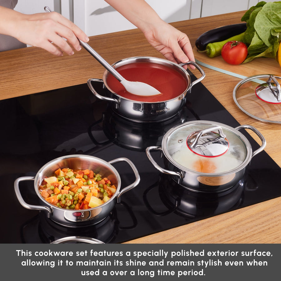 Karaca Emirgan 6 Piece Stainless Steel Induction Shallow Pot Set