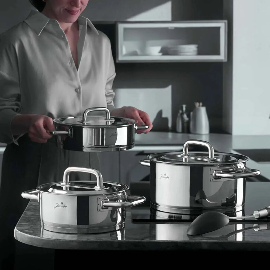 Jumbo Metalix 8-Piece Stainless Steel Induction Cookware Set, Silver