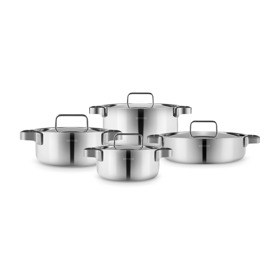 Karaca Powersteel 316+ 3Ply Onyx Stainless Steel Induction Cookware Set, Silver