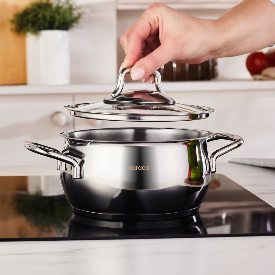 Karaca Emirgan Stainless Steel Stockpot with Lid, 16cm, Silver